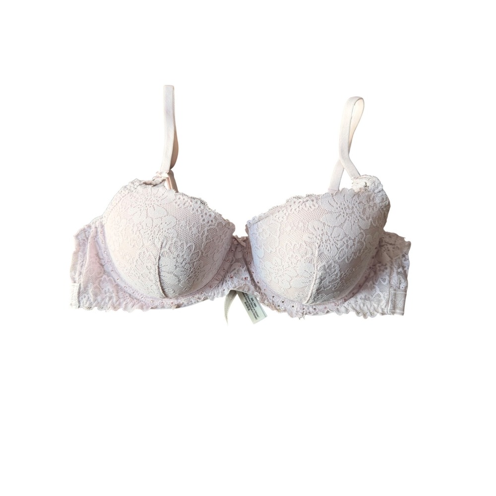 Victoria's Secret PINK Lace Rhinestone Push Up Bra Size 36B
